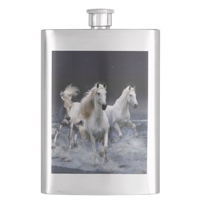 Pferde laufen Kissen Flachmann (Vorderseite)