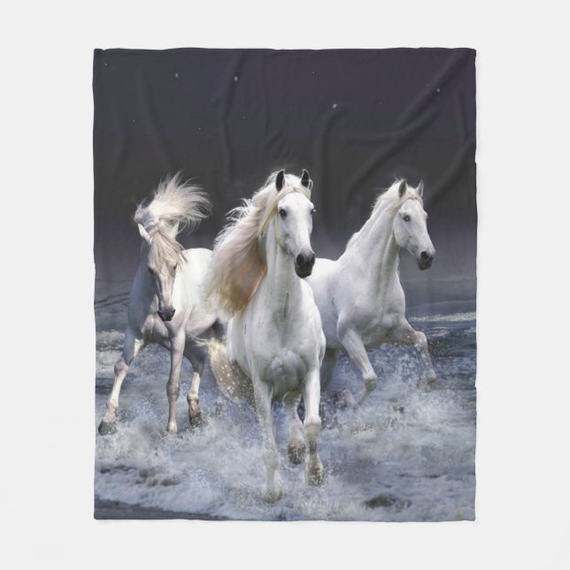 Pferde laufen Kissen Fleecedecke (Vorderseite)