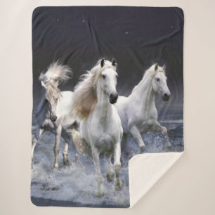 Pferde laufen Kissen Sherpadecke