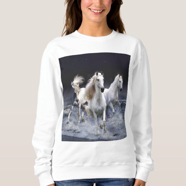 Pferde laufen Kissen Sweatshirt (Vorderseite)