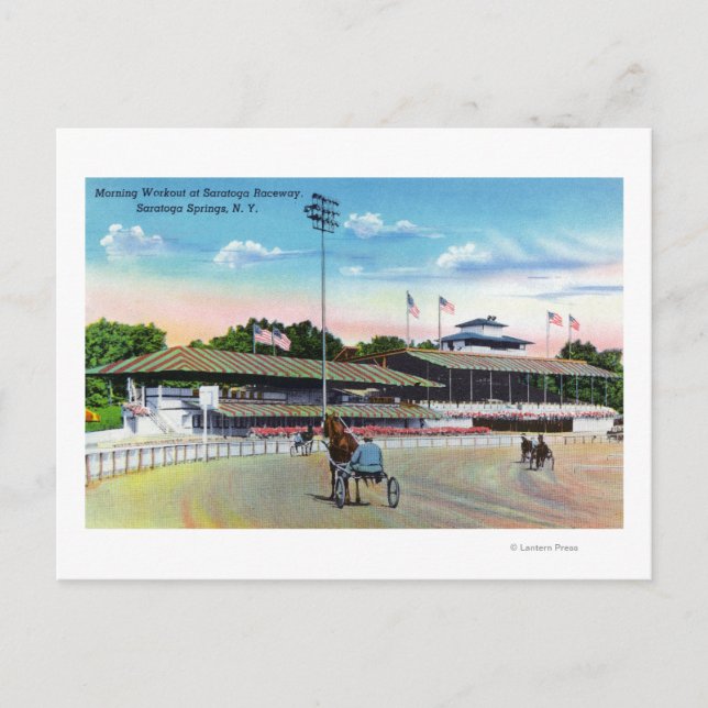 Pferde lernen Morgentraining auf der Strecke Postkarte (Vorderseite)