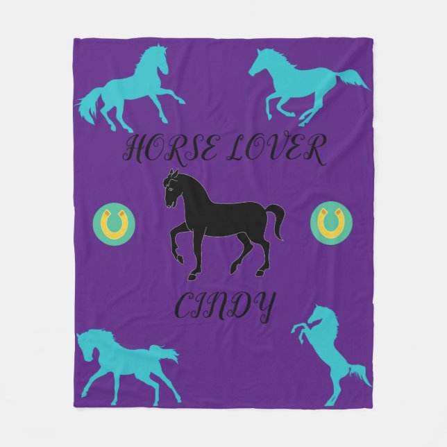 Pferde Lover Fleece Decke mit personalisiertem Nam (Vorderseite)