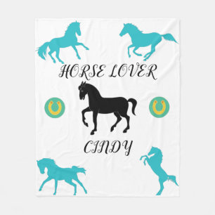Pferde Lover Fleece Decke mit personalisiertem Nam