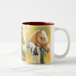 Pferde mit Dreifachvorlauf Zweifarbige Tasse