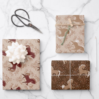 Pferde mit floral Elementen Geschenkpapier Set