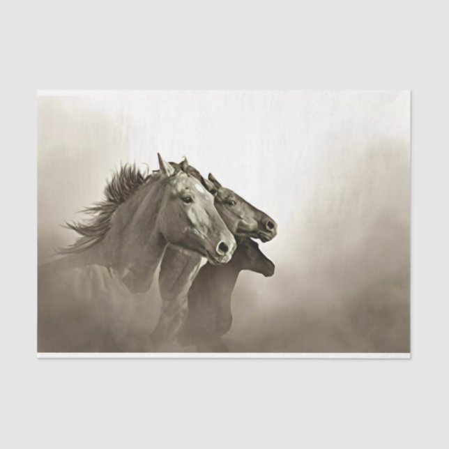 Pferde mit stürmischem Hintergrund Seidenpapier (Vorderseite)