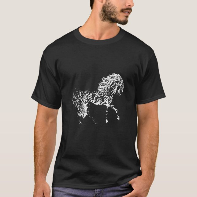 Pferde Motif Pferd Elegante Mane Tiere bunt H T-Shirt (Vorderseite)