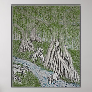 Pferde-Mythos Farbdruck, Poster