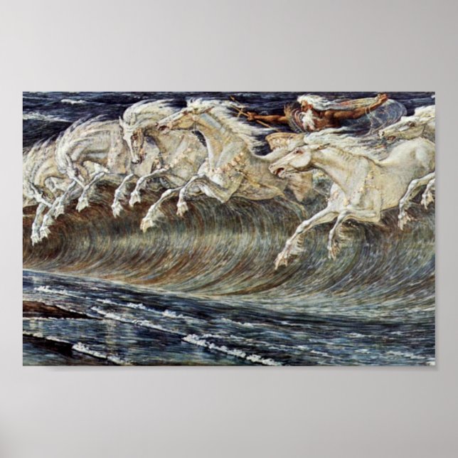 Pferde Neptune von Crane Walter Poster (Vorne)