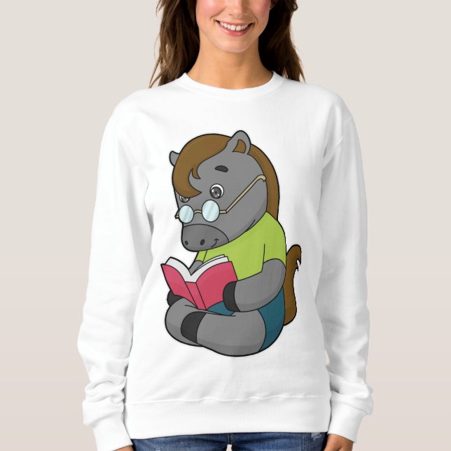 Pferde-Nerd-Brille Sweatshirt (Vorderseite)