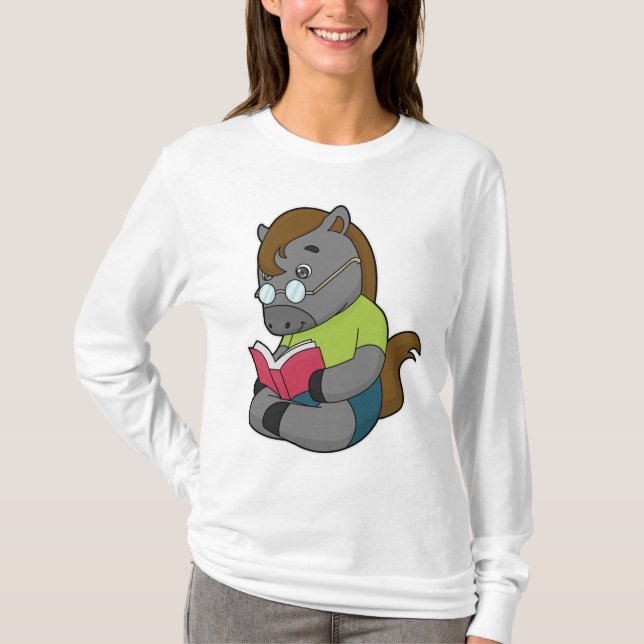 Pferde-Nerd-Brille T-Shirt (Vorderseite)