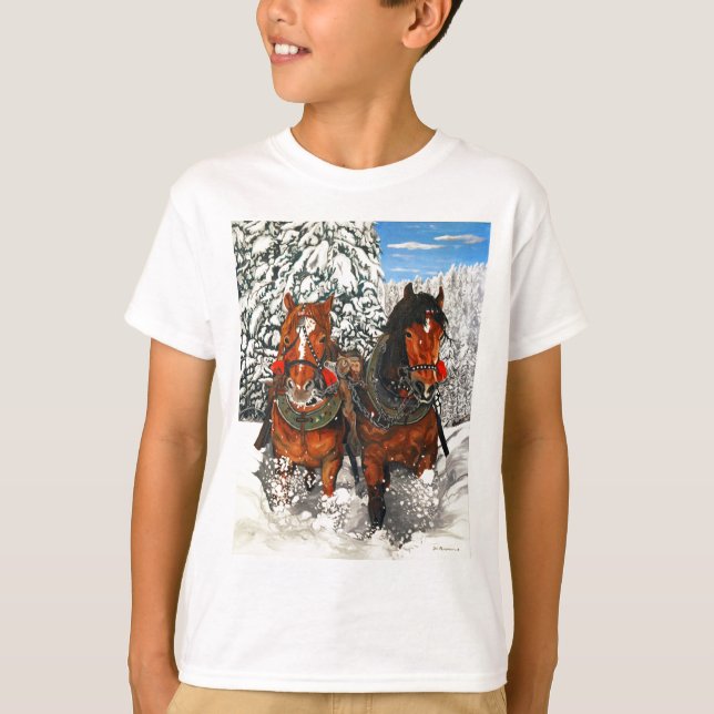 Pferde pflügen T-Shirt (Vorderseite)