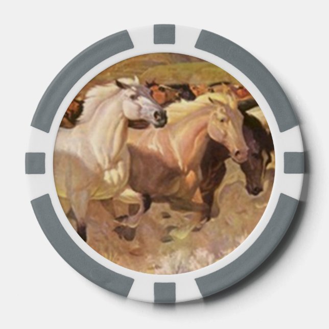 Pferde Poker Chip Luck Mustang Herd Wildleder Stre (Vorderseite)