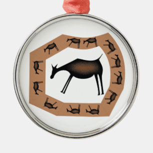 Pferde Primitive Höhlenkunst Ornament Aus Metall