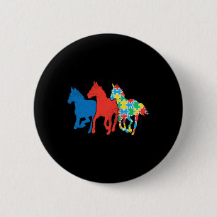 Pferde Puzzle Red Blue Autism Awareness Asl Girls Button