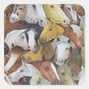 Pferde Quadratischer Aufkleber