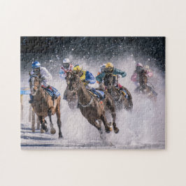 Pferde Rennen im Snow-Jigsaw-Puzzle