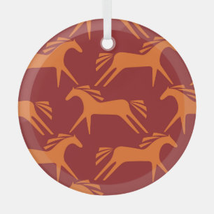 Pferde: Rote nahtlose Reittiere Schönheit. Ornament Aus Glas