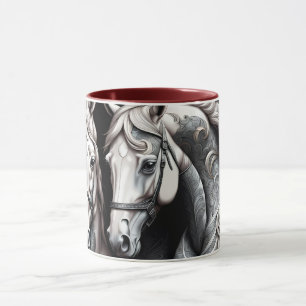 Pferde Schwarz-weiß Art Tasse