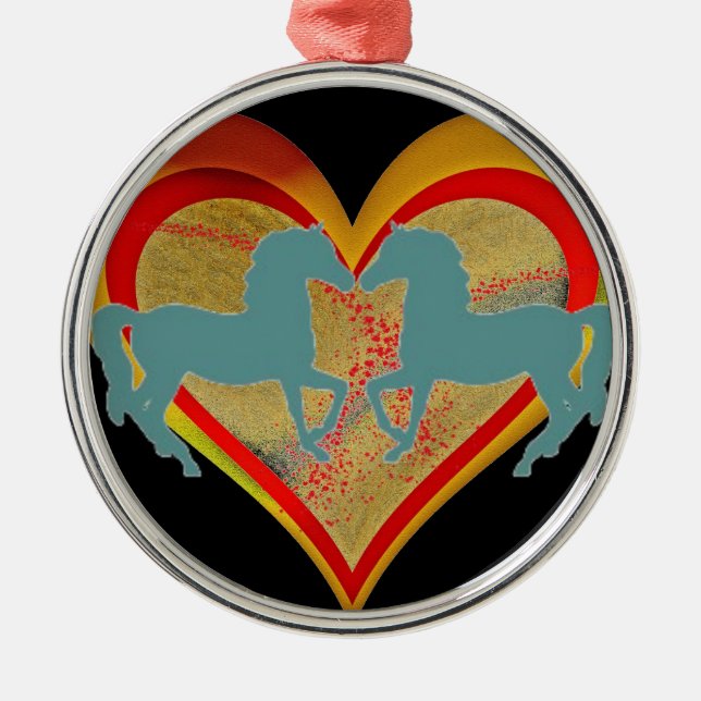 Pferde Silbernes Ornament (Vorne)