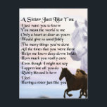 Pferde Sister Gedicht Postkarte<br><div class="desc">Ein tolles Geschenk für eine Schwester, die Pferde mag</div>