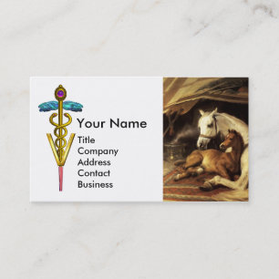 PFERDE, SONSTIGE TIERE, KADUCEUS VETERINÄRSYMBOL VISITENKARTE