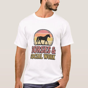 Pferde & Sozialarbeit Retro-Sonnenuntergang-Vektor T-Shirt