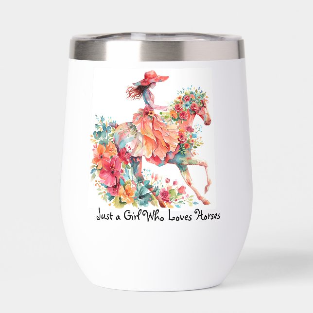 Pferde Tasse mit einem hübschen Mädchen auf dem Pf (Rückseite)