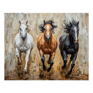 Pferde Trio Galopp Gemälde Poster