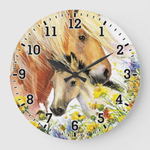 Pferde-u. Fohlen-Wanduhr Große Wanduhr