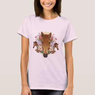 Pferde und Blume T-Shirt