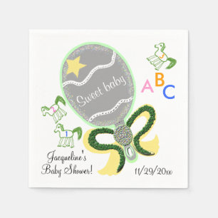 Pferde und gelbe grüne Baby Rattle Baby Dusche Serviette