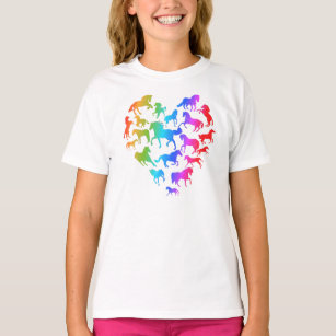 Pferde-und Herz-T-Shirtregenbogen T-Shirt