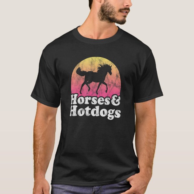Pferde und Hotdog für Frauen oder Mädchen T-Shirt (Vorderseite)