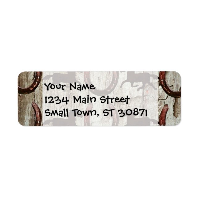 Pferde und Hufeisen auf Barnholz Cowboy Geschenke (Vorne)