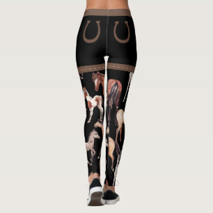 Pferde und Hufeisen, schwarz und braun Leggings