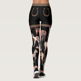 Pferde und Hufeisen, schwarz und braun Leggings