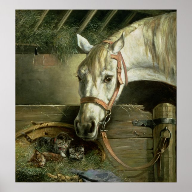 Pferde und Kätzchen, 1890 Poster (Vorne)