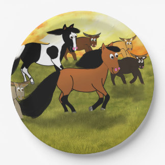 Pferde und Kühe Geburtstags-Teller Ranch Teller
