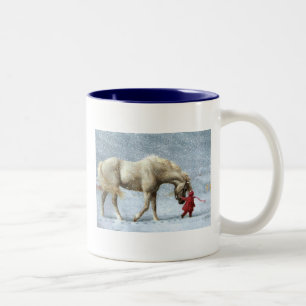 Pferde-und Mädchen-Tasse Zweifarbige Tasse