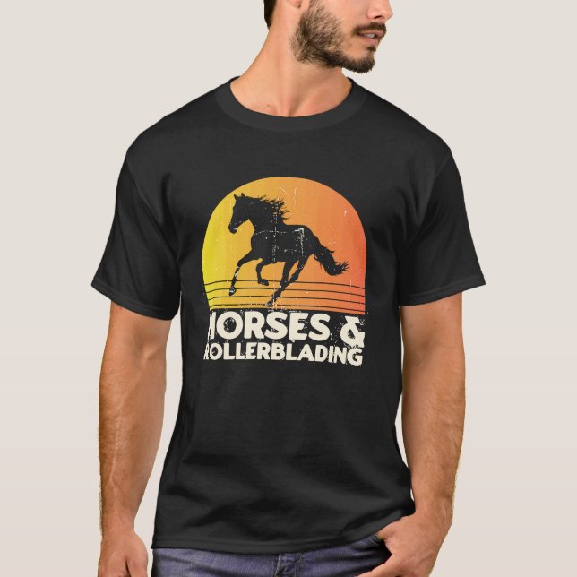 Pferde und Rollschuhlauf T-Shirt (Vorderseite)
