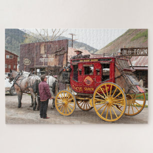 Pferde und Staggecoach, Colorado, USA