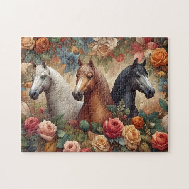 Pferde Vintage Rosen (Horizontal)