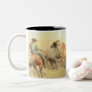 Pferde von Maynard Dixon Zweifarbige Tasse