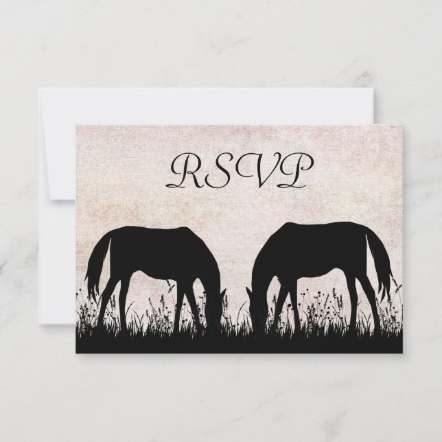 Pferde Weiden Reittier Wedding RSVP Card Karte (Vorderseite)