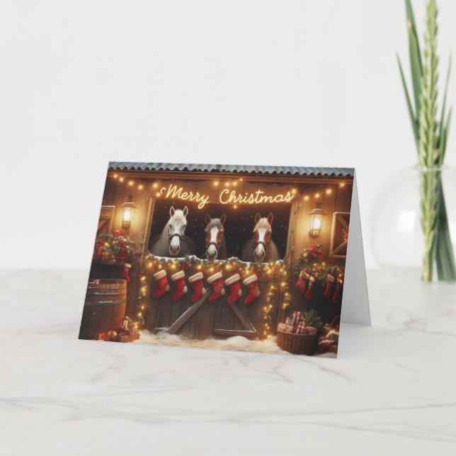 Pferde Weihnachten Grußkarten. (Vorderseite)