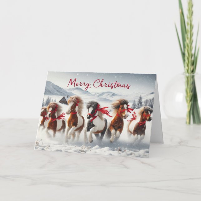 Pferde Weihnachten Grußkarten. (Vorderseite)
