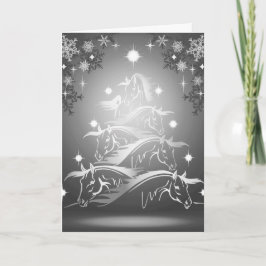 Pferde Weihnachtsbaum in Gunmetal Gray Feiertagskarte