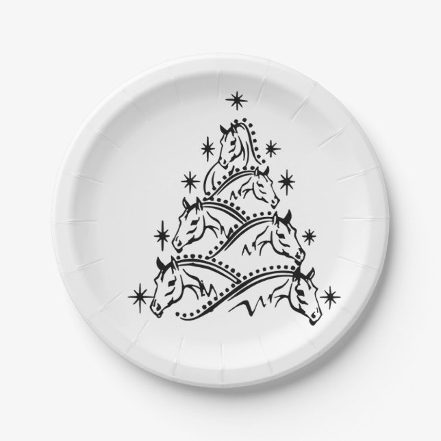 Pferde Weihnachtsbaum Reiturlaub Weihnachten Pappteller (Vorderseite)