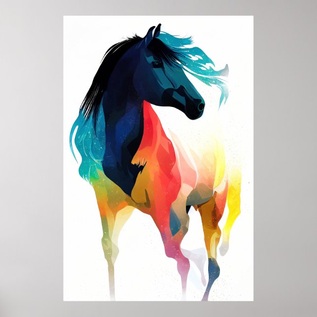 Pferde wild Natur Tierfarben Malerei Poster (Vorne)
